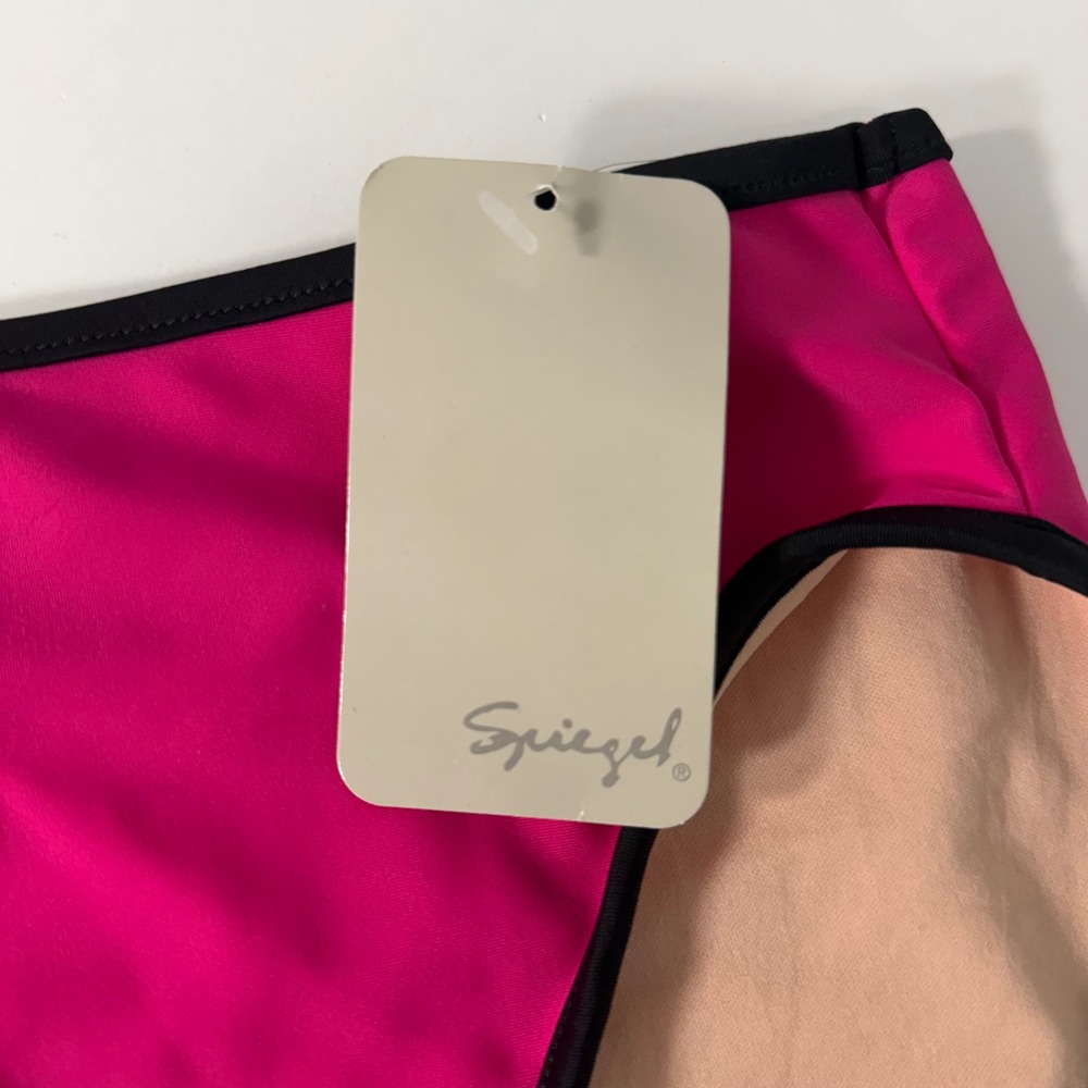 Spiegel‎ Bikini Bottoms Pink Black High Waist Swim Briefs 10 9659-41 New - Picture 2 of 7